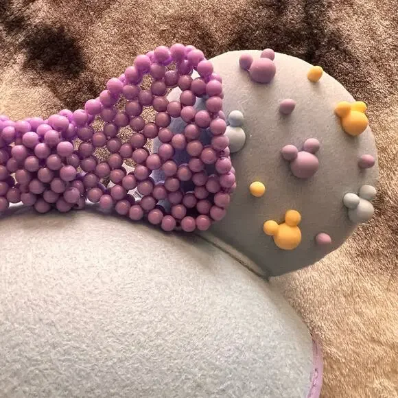 Disney Parks Minnie Mouse Purple Foam Beaded Ear Hat Circa 2023 NWT - Picture 5 of 5